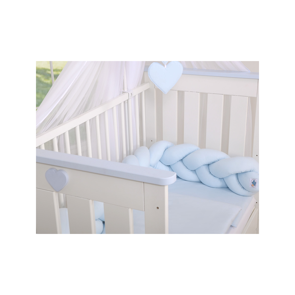 Cot Bumper Braided Blue